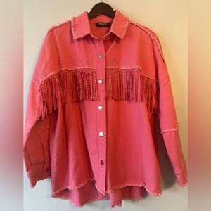 Vibrant Pink Fringe Shirt
